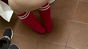 Cute Pink Sock Freak with Blonde Hair