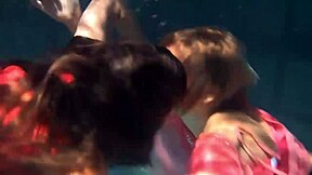 Lilia Mihalkova and Natalia Kupalka Dive into Lesbian Pool Play with Shaved Bodies