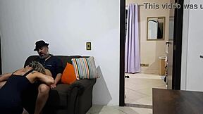 The cuckold went to take a shower and his wife cheated on him with his brother on the couch. She got bent over in doggystyle for wet sex while blonde.