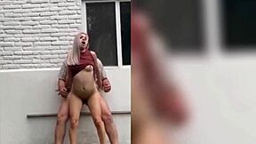 Skinny Neighbor Gets Horny Outdoors and I Pound Her Tight Pussy Standing Up Until She Moans!