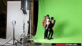 Oh man, that blonde fan is totally sucking and riding her idol's big black cock!