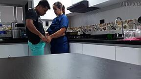 i totally convinced that hot employee to get down and dirty fucking in the kitchen part 1