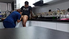 i totally convinced that hot employee to get down and dirty fucking in the kitchen part 1