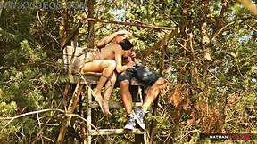 Hot brunette takes a good dicking in the forest!