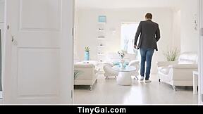Watch this guy punish the tiny 18+ intruder with deepthroat blowjob and tight pussy riding until orgasm!