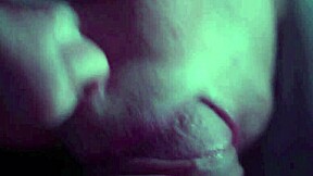 Beautiful brunette girl sucks cock deepthroat with choking and gagging until cumshot in mouth
