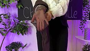 Feeling So Aroused As Sexy Mature Blonde Slips Into Coffee Colored Tights At Nylon Club