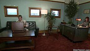 shemale boss takes control and anal fucks the auditioner in kinky domination