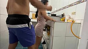 hey i was just teaching my stepdaughter some household chores but we ended up fucking hard in the kitchen until i covered her in cum
