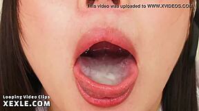 Show my cum in your mouth now! Asian blowbang bukkake pov action explodes with cumshots