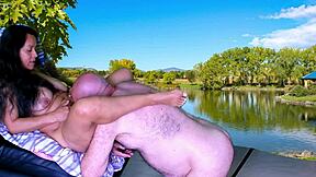 Outdoor Barbeque Turns into Creampie Sex with Agarabas and Olpr. Big Cock Gapes Shaved Pussy in Public!