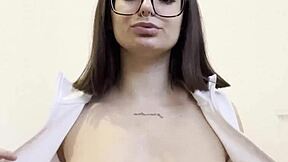 I feel so humiliated teasing my wet pussy in glasses as stepsister slut
