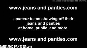 Skinny MILF Milana shows off her ripped jeans in this amateur video